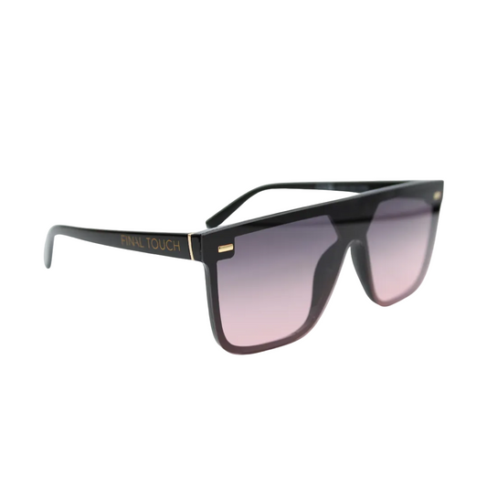 Archie Black Rose front unisex sunglasses with flat-top frame and rose gradient lenses