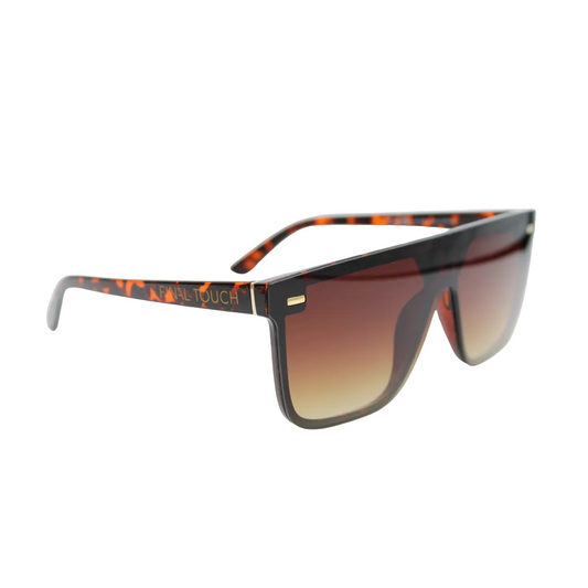 Archie Black Amber front unisex sunglasses with flat-top frame and amber lenses