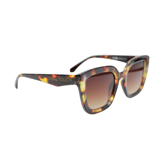 Camila Amber Tortoise front square sunglasses with brown gradient lenses