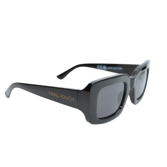 Gabby Black front unisex sunglasses with bold black frame and dark lenses