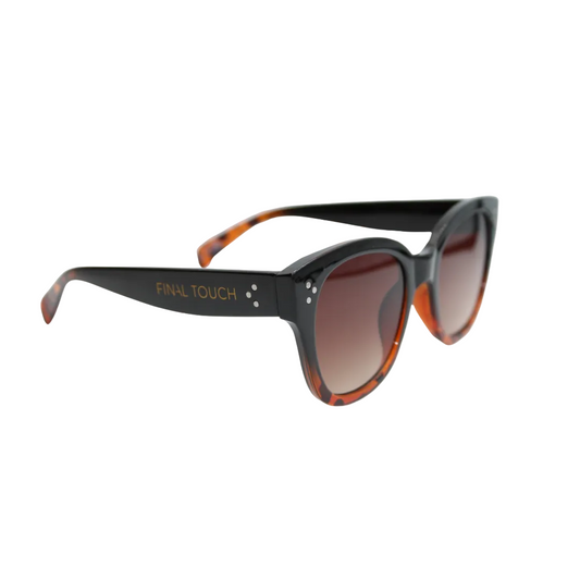 Nicky Midnight Amber front unisex sunglasses with black frame and amber lenses