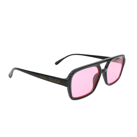 Tony Black Rose front sunglasses with black frame and rose lenses