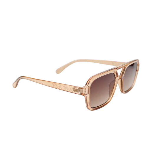 Tony Champagne brown front sunglasses with transparent frame and tinted lenses