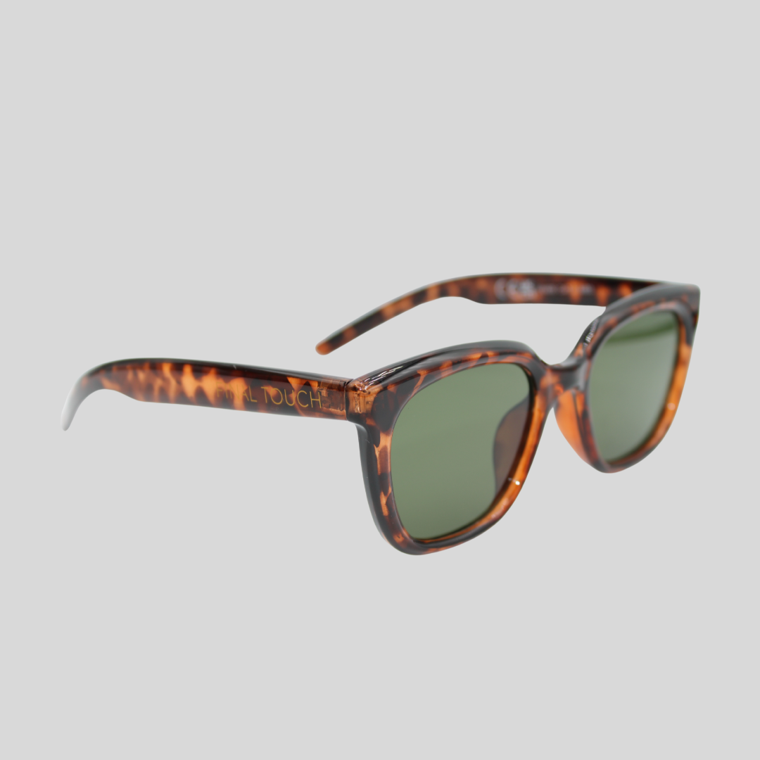 Abby tortoiseshell forest green front sunglasses front view showing classic frame