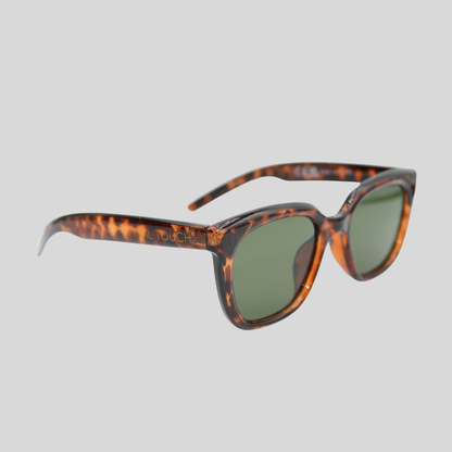 Abby tortoiseshell forest green front sunglasses front view showing classic frame