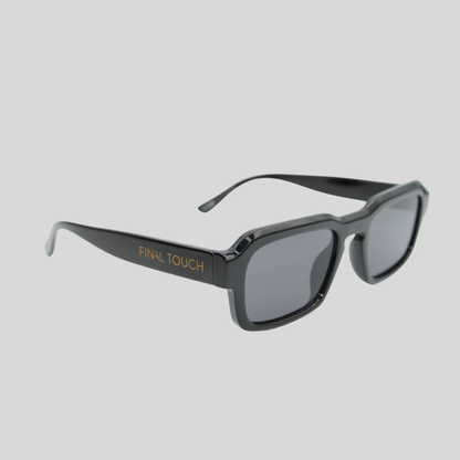 Alex Black front unisex sunglasses with bold black frame and dark lenses
