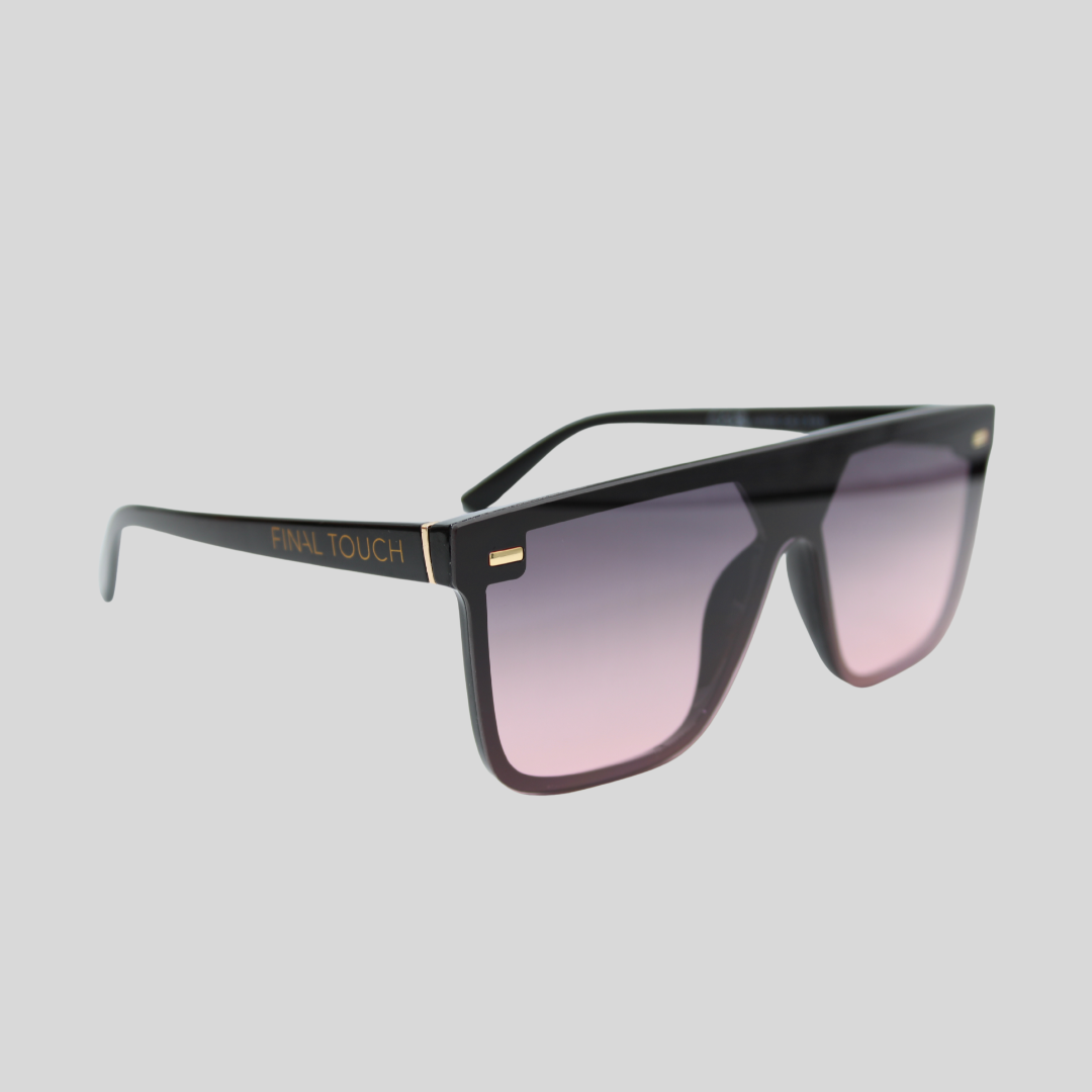 Archie Black Rose front unisex sunglasses with flat-top frame and rose gradient lenses