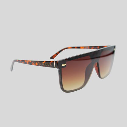 Archie Black Amber front unisex sunglasses with flat-top frame and amber lenses