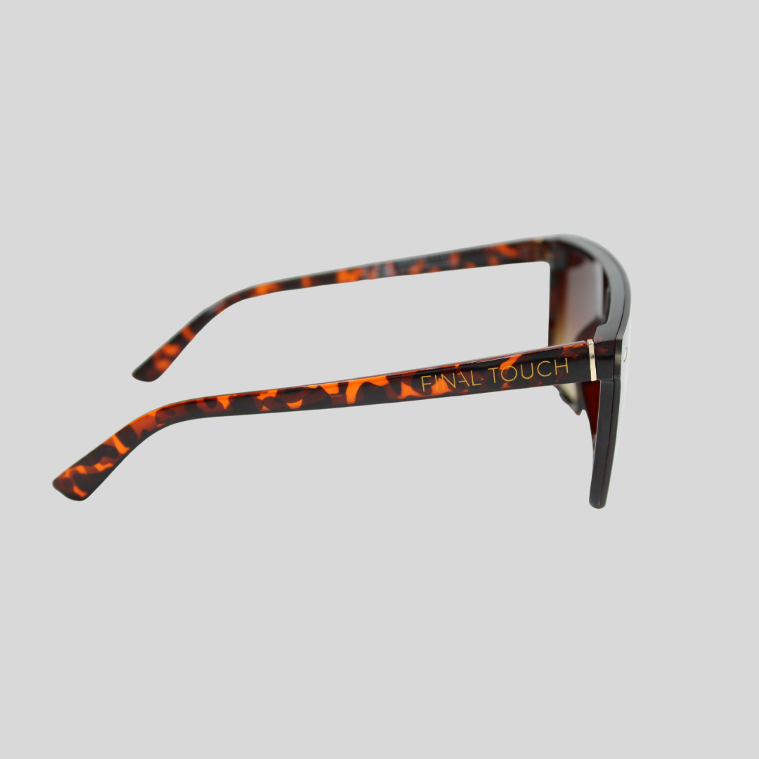 Archie Black Amber side unisex sunglasses with flat-top frame and amber lenses