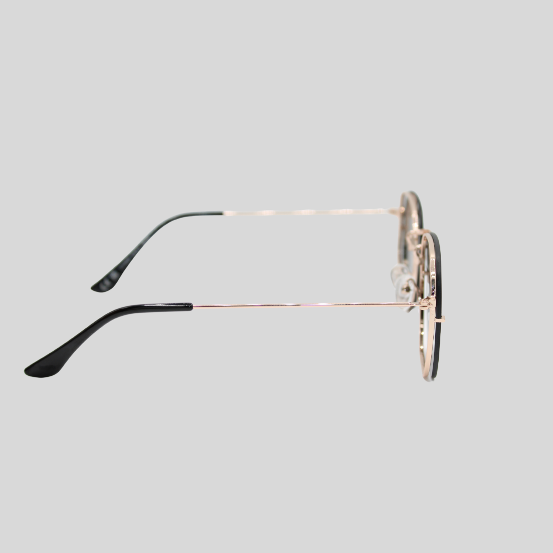 Brydan Gold Black side unisex sunglasses with gold metal frame and black lenses