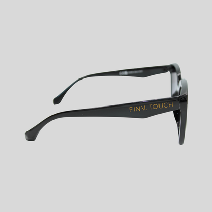 Camila Black side 
unisex sunglasses with sleek black frame and tinted lenses