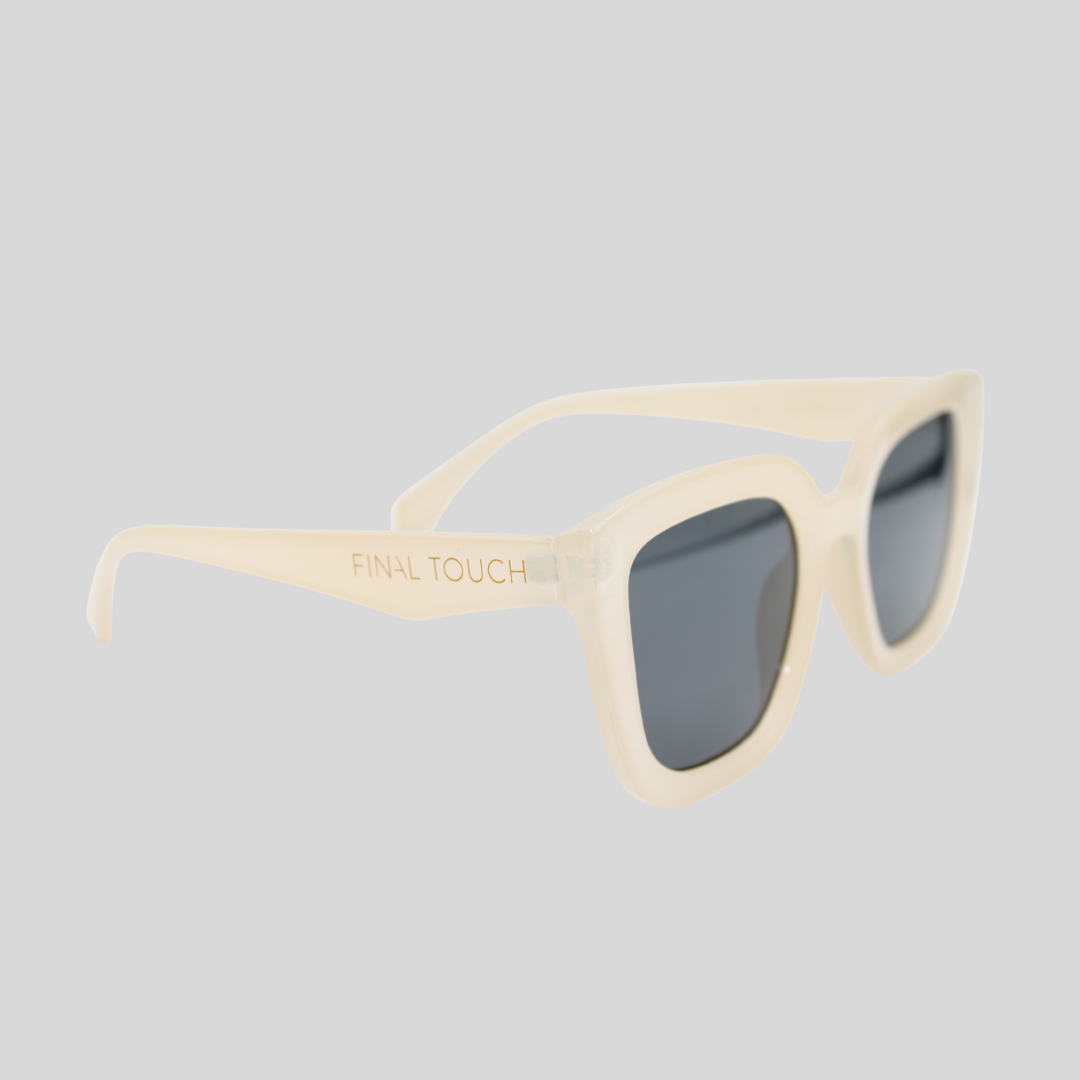 Camila Ivory front unisex sunglasses with ivory frame and tinted lenses