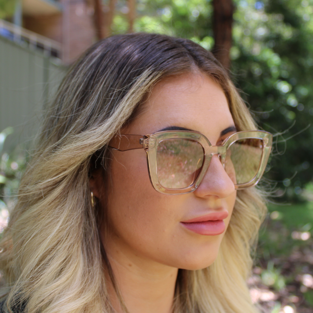 woman wearing Camila Champagne sunglasses