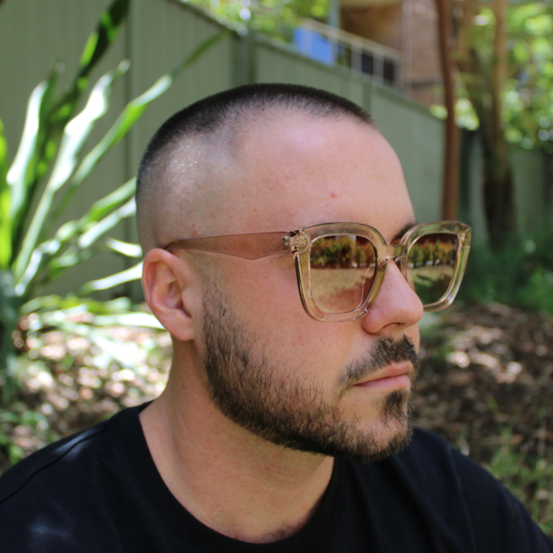 man wearing Camila Champagne sunglasses