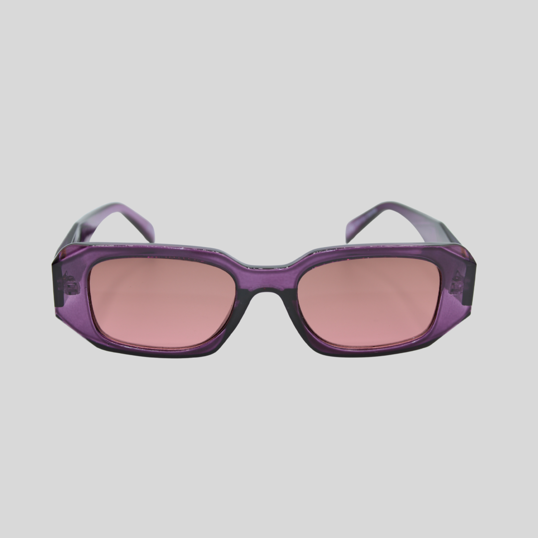 Emily Purple Smoke unisex sunglasses with translucent purple frame and smoke lenses