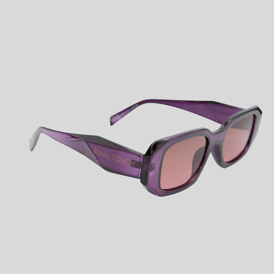 Emily Purple Smoke front unisex sunglasses with translucent purple frame and smoke lenses