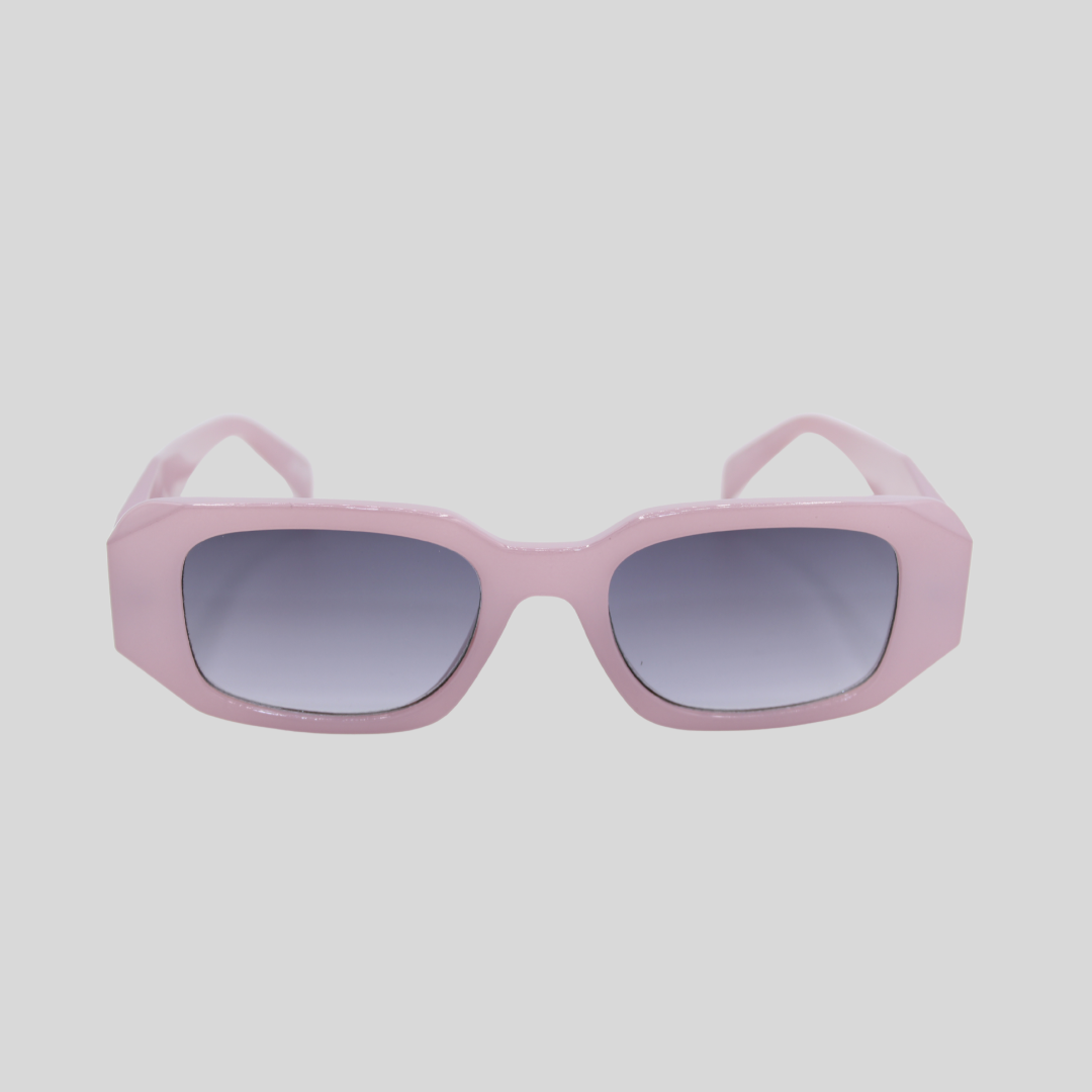 Emily Lavender unisex sunglasses with translucent lavender frame and dark lenses
