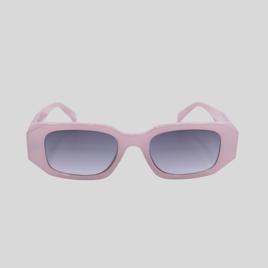 Emily Lavender unisex sunglasses with translucent lavender frame and dark lenses