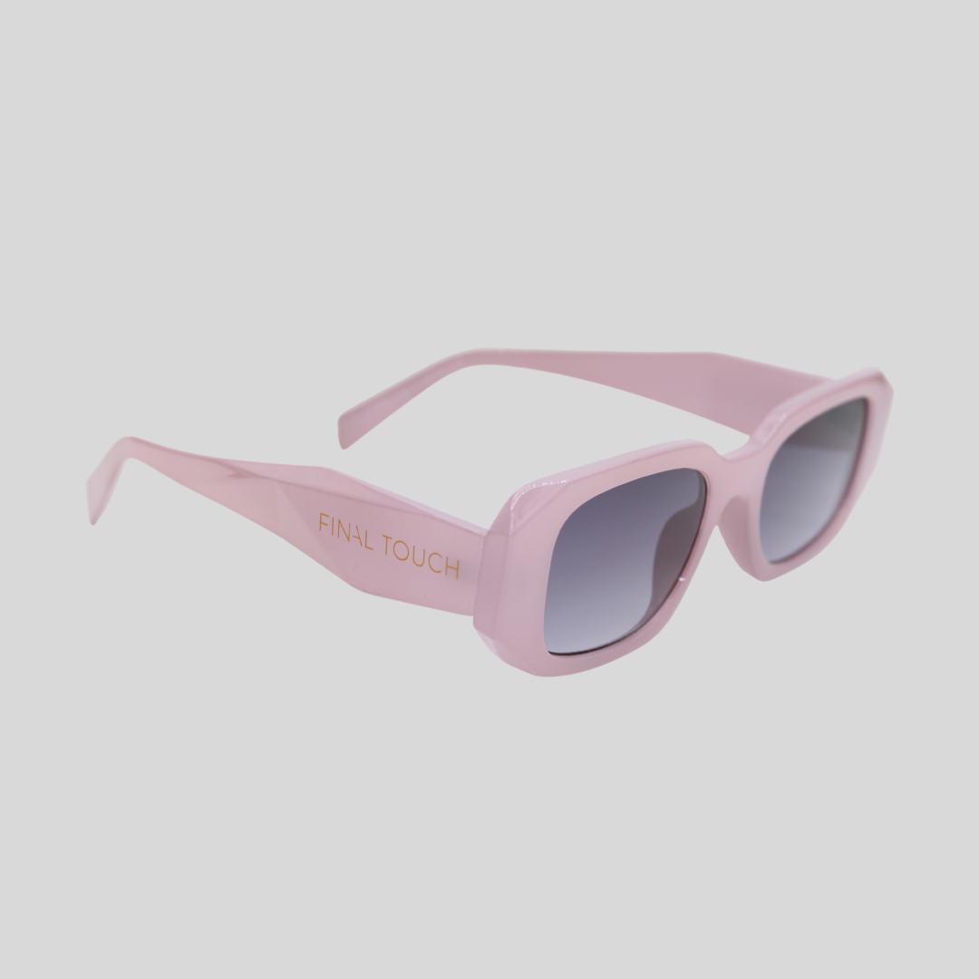 Emily Lavender front unisex sunglasses with translucent lavender frame and dark lenses