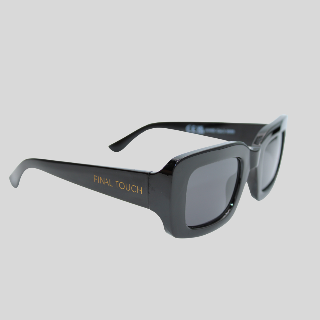Gabby Black front unisex sunglasses with bold black frame and dark lenses