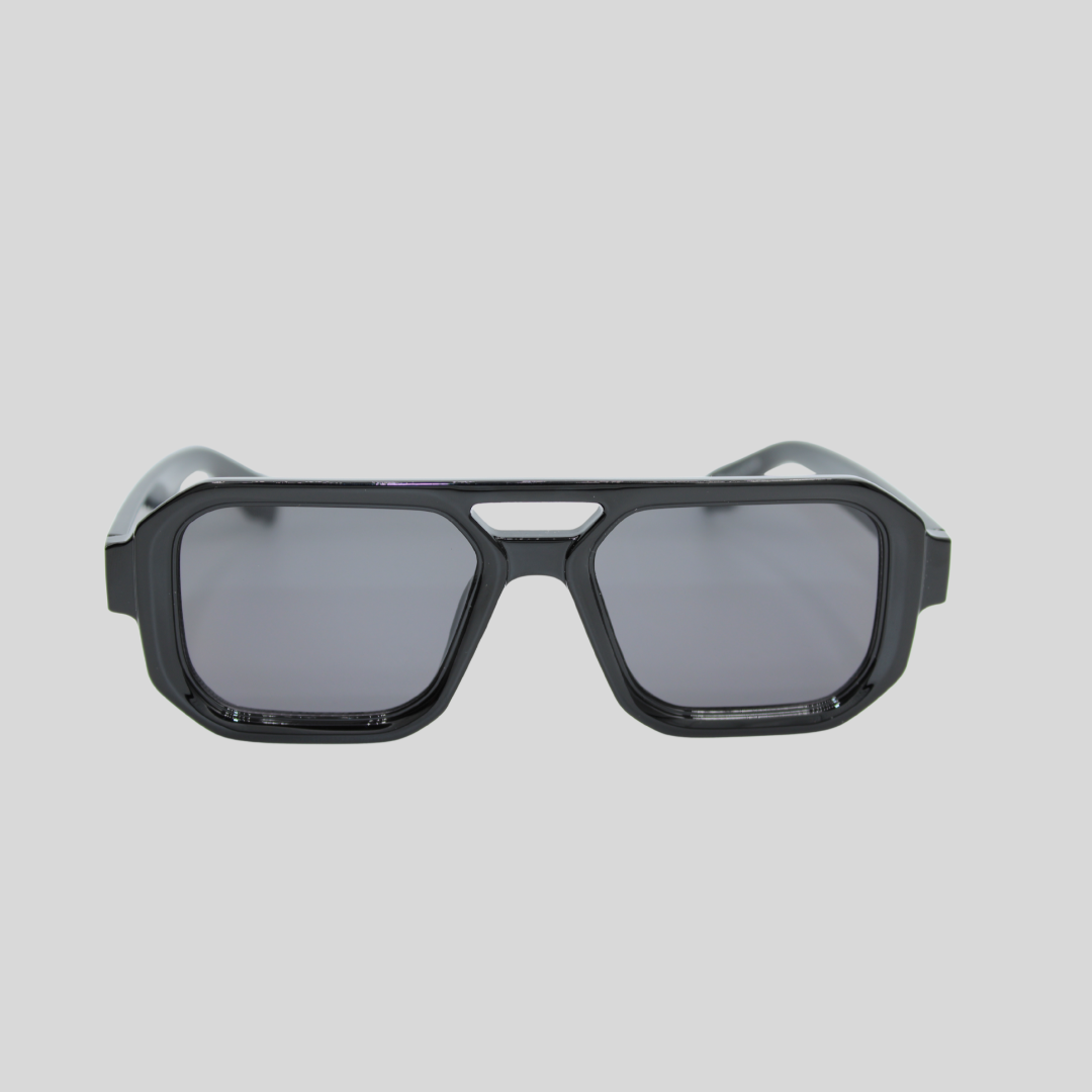 Jensen Black unisex sunglasses with bold rectangular frame and dark lenses