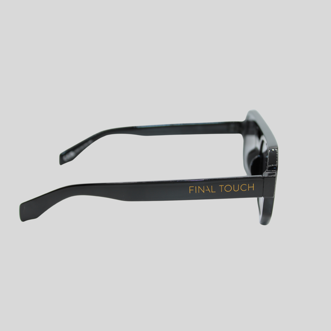 Jensen Black side unisex sunglasses with bold rectangular frame and dark lenses