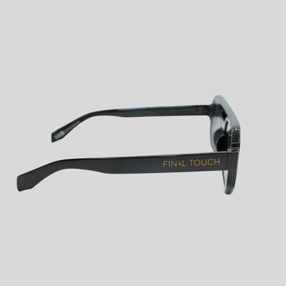 Jensen Black side unisex sunglasses with bold rectangular frame and dark lenses