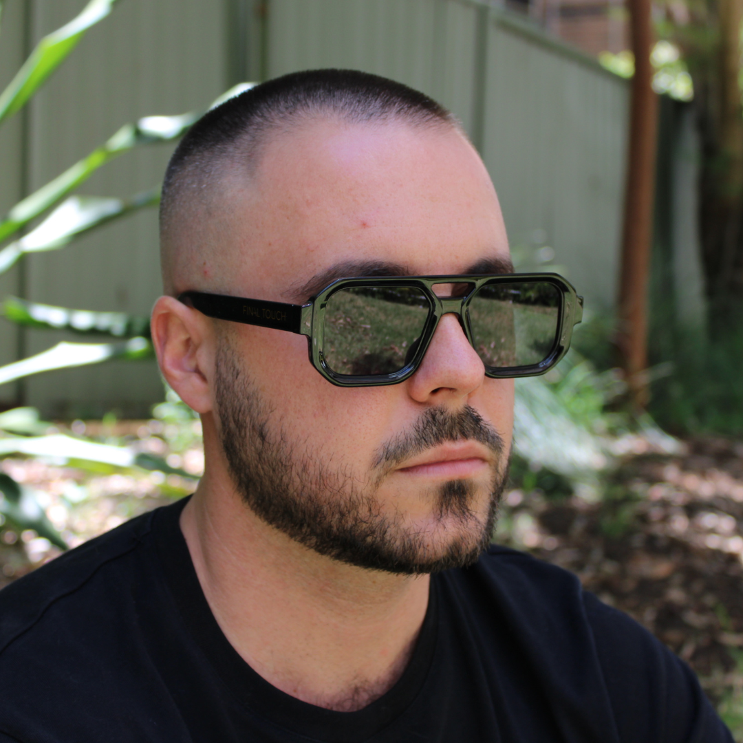 man wearing jensen black sunglasses