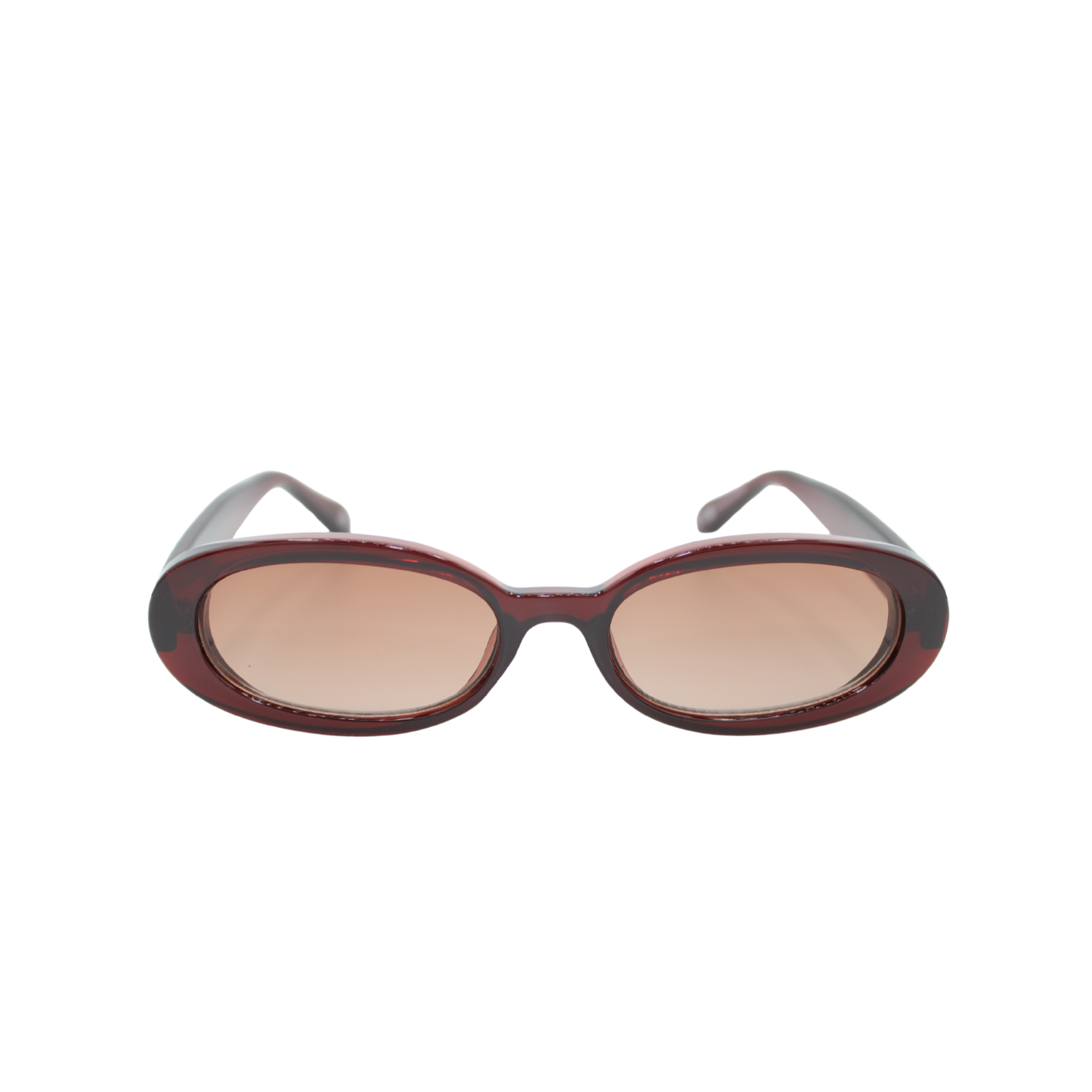 Oval sunglasses brown frame brown lens UV400 front view – Layla Sunset Brown