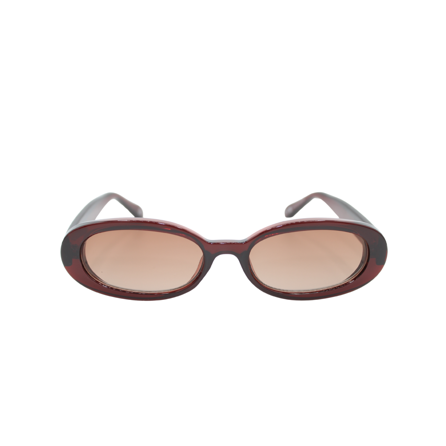Oval sunglasses brown frame brown lens UV400 front view – Layla Sunset Brown