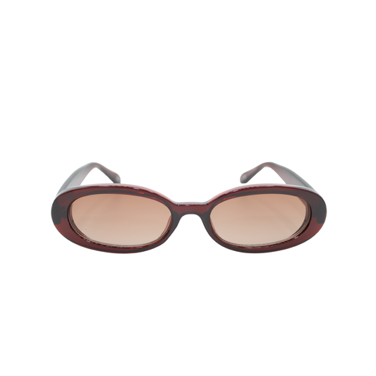 Oval sunglasses brown frame brown lens UV400 front view – Layla Sunset Brown