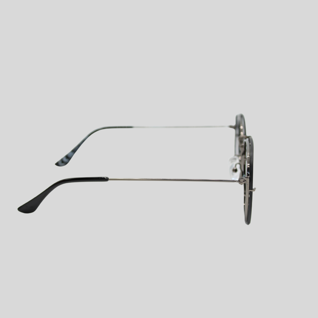 Lennon Matte Black Smoke side unisex sunglasses with matte black metal frame and smoke lenses