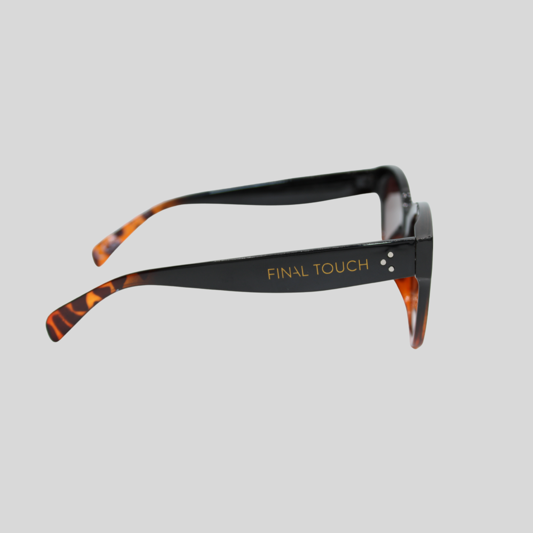 Nicky Midnight Amber side unisex sunglasses with black frame and amber lenses