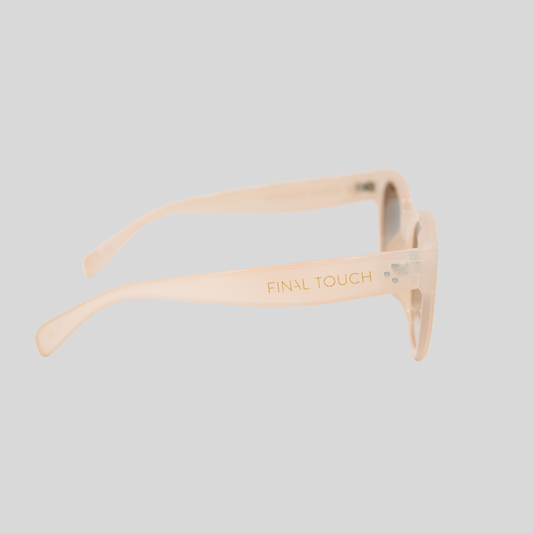Nicky Nude side unisex sunglasses with neutral frame and brown gradient lenses
