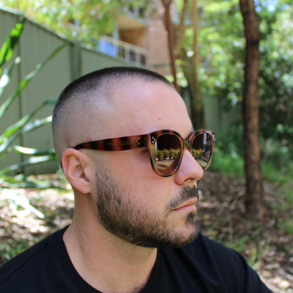 man wearing nicky tortoiseshell sunglasses