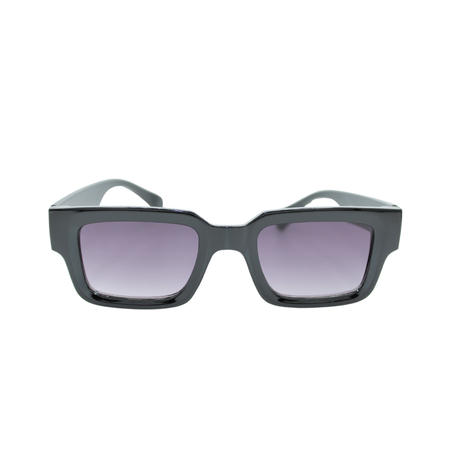 Square Sunglasses Black Frame Smoke Gradient Lens UV400 – Tommy Shadow Front View