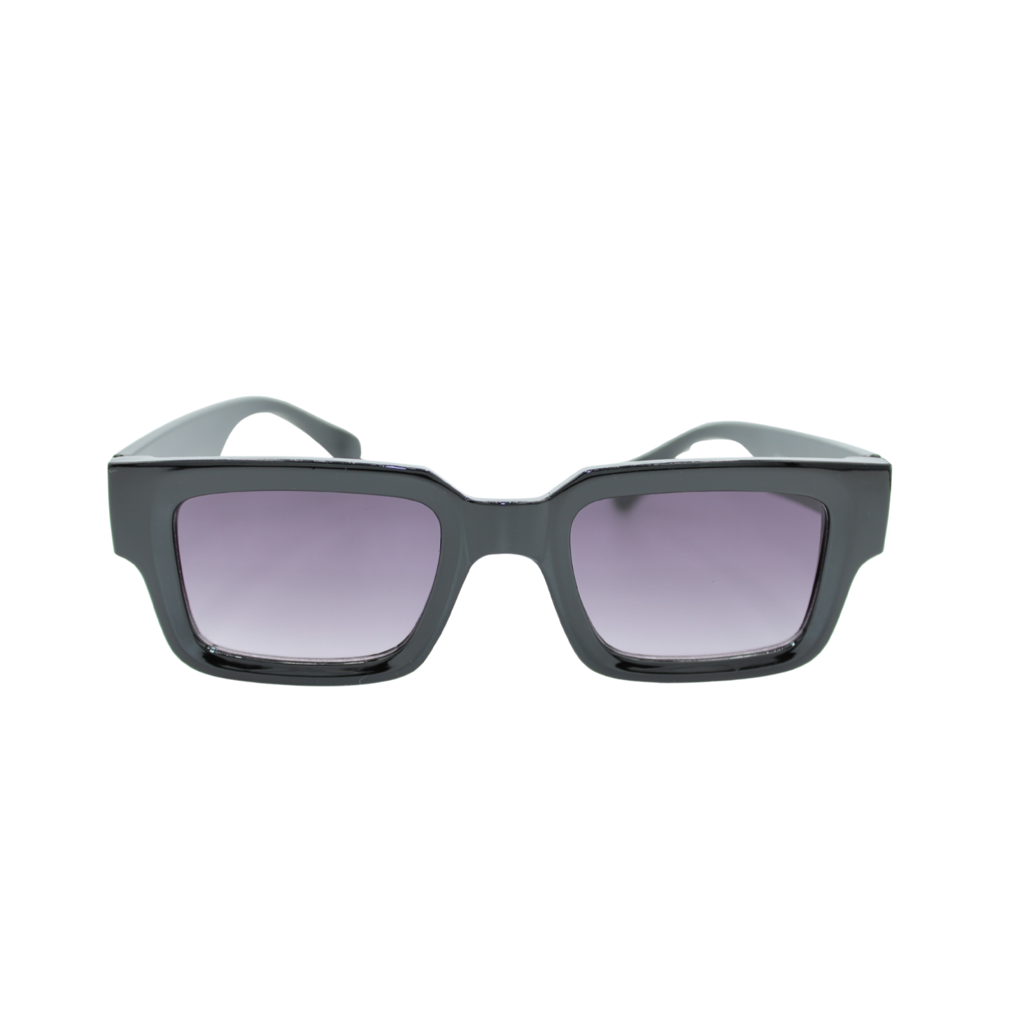 Square Sunglasses Black Frame Smoke Gradient Lens UV400 – Tommy Shadow Front View