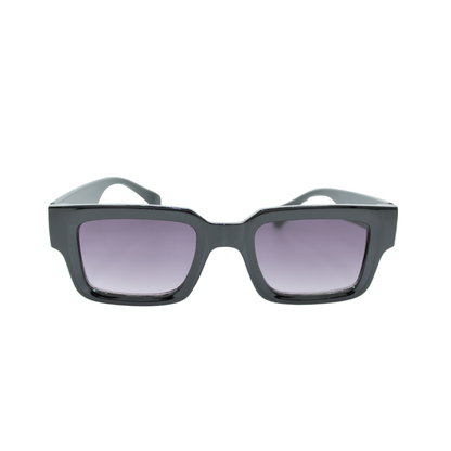 Square Sunglasses Black Frame Smoke Gradient Lens UV400 – Tommy Shadow Front View