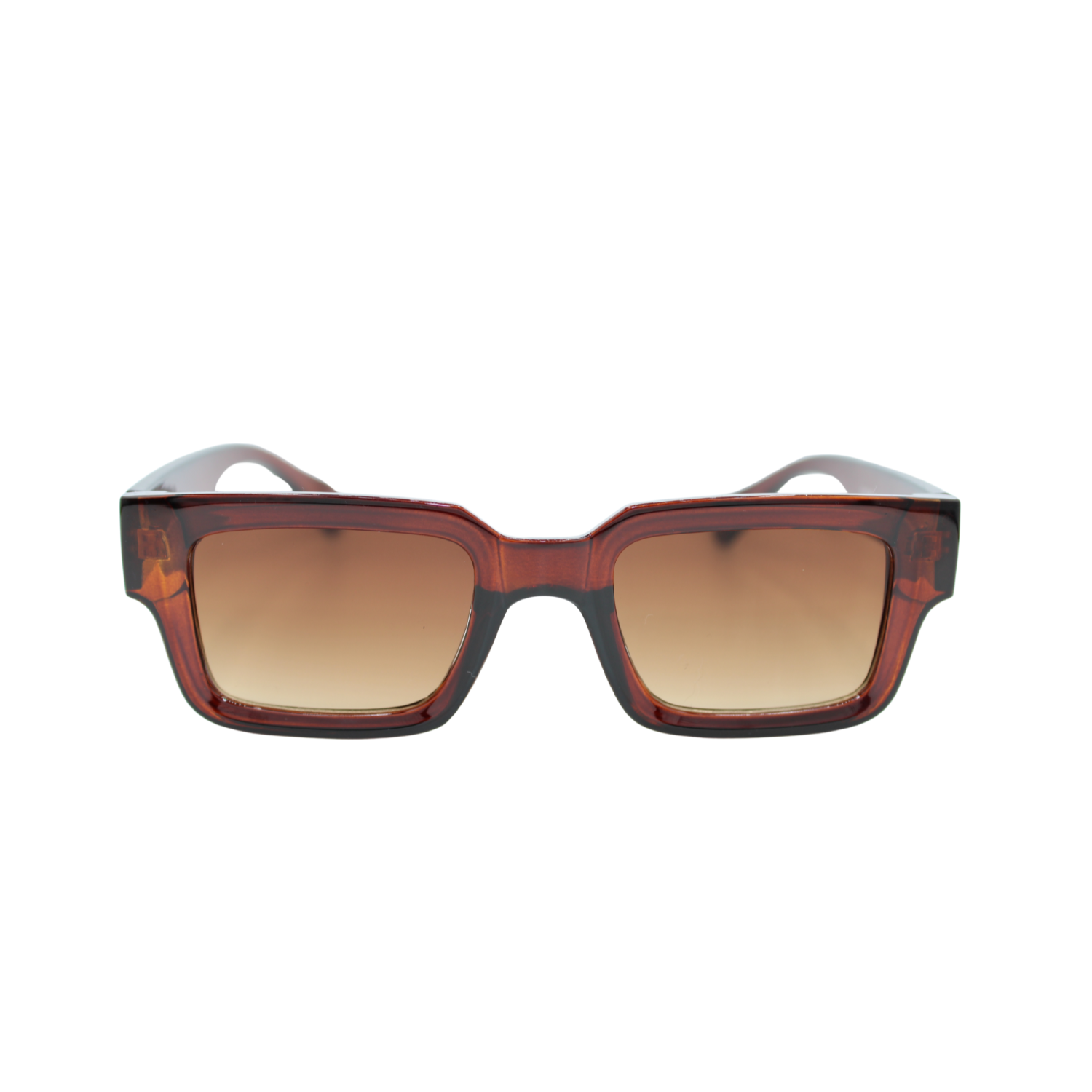 Square Sunglasses Brown Frame Brown Gradient Lens UV400 – Tommy Sunset Brown Front View