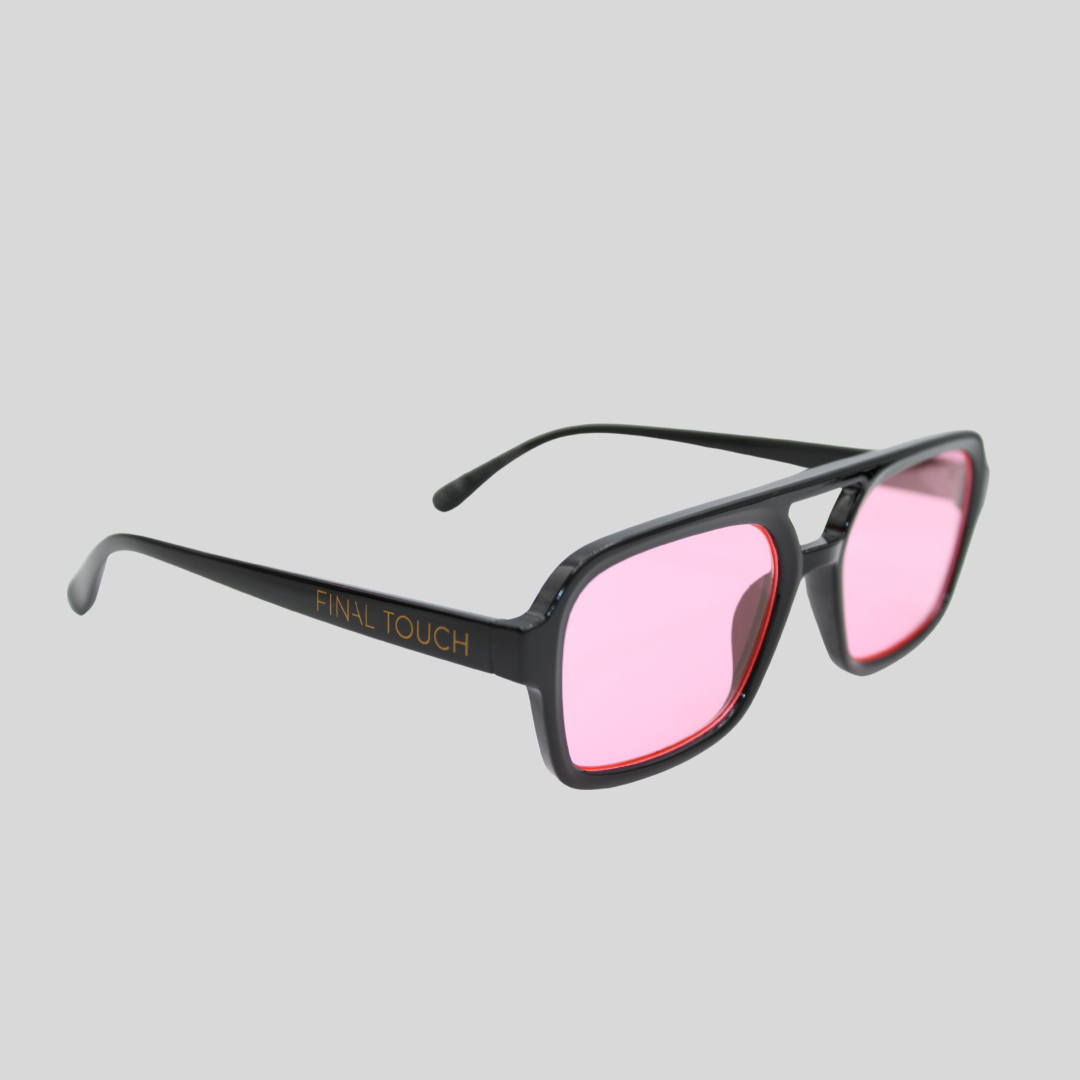 Tony Black Rose front sunglasses with black frame and rose lenses