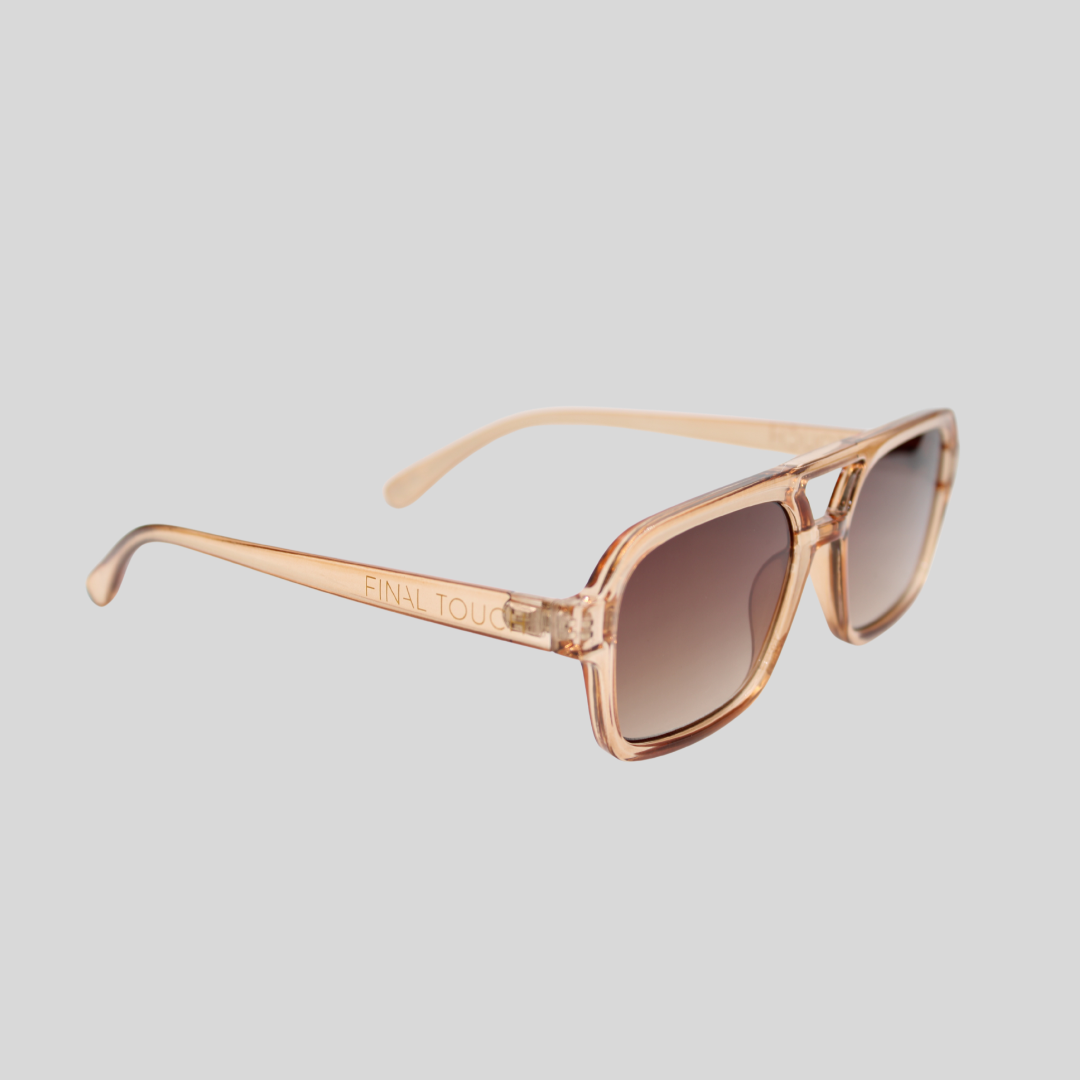 Tony Champagne brown front sunglasses with transparent frame and tinted lenses