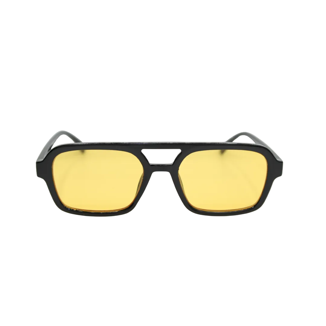 Tony Black Amber Yellow unisex sunglasses with bold black frame and amber yellow lenses